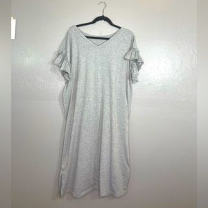 Grey flutter sleeve comfortable dress